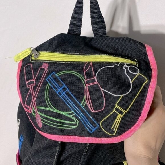 Vintage Black With Neon Graphic Book Bag Backpack - Picture 13 of 14